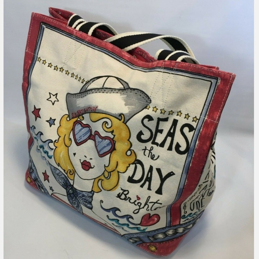 Brighton Stowaway Seas The Day Sailor Canvas  Tote 14.5" x 15.5" x 8"